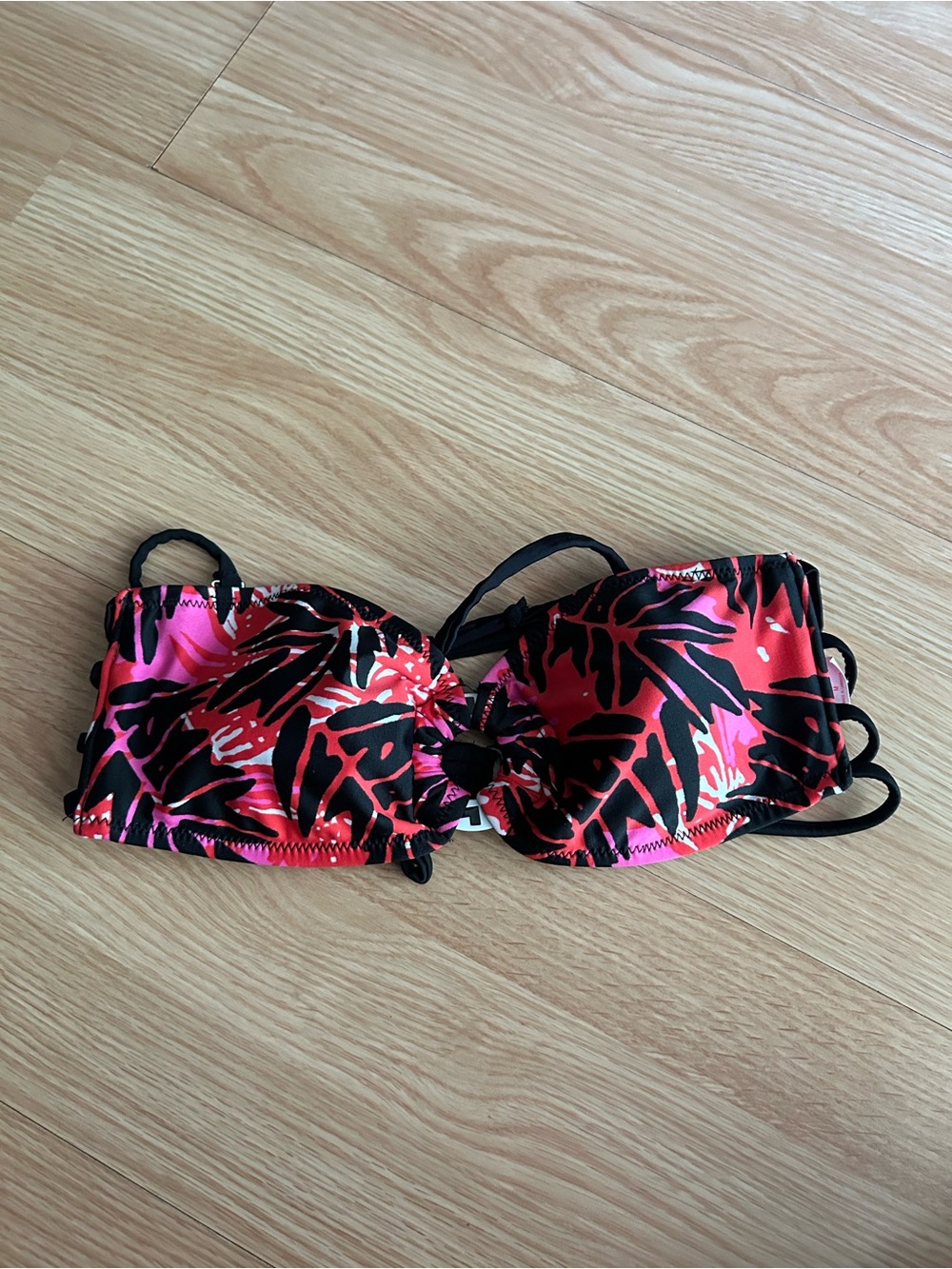 Xhilaration Tropical Print Bandeau Swim Bikini Top Medium